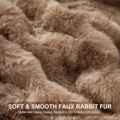 Faux Fur Heated Blanket Throw for Couch - 50"X60" Bubble Faux Fur Electric Blanket Fluffy Fuzzy Soft Thick with 6 Fast Heating Levels & 4 hrs Timer Settings, Washable & ETL Certified, Tie-Dye Brown