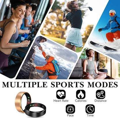 Smart Health Ring 2.0 for Women Men, Slim Scratch & Fingerprint Resistant Design,Efficient Chip Fitness Tracker, Monitors Heart, Blood Oxygen & Pressure, Sleep, Steps, Waterproof, Black 9