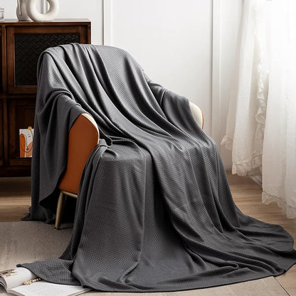 AmyHomie Cooling Blanket, 100% Rayon Derived from Bamboo, Cool Summer Blanket for Hot Sleepers, Soft Comfy Lightweight Blankets for All Seasons(Dark Gray, 59×79in)