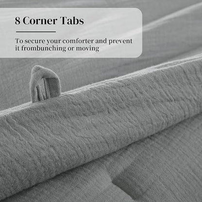 HOMBYS 100% Cotton Muslin Comforter Oversized King 120x120, Lightweight and Breathable Down Alternative Comforter,Soft Gauze Summer Light Grey Reversible Fluffy Duvet Insert