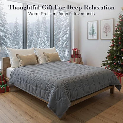 Weighted Blanket for Adults, Grey Cooling Heavy Blanket for Sleeping Perfect for 190-210 lbs, Queen Size Breathable Blanket with Premium Glass Bead, Machine Washable (60" x 80" 20lbs)