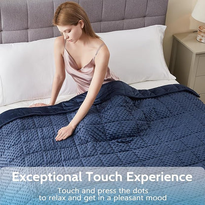 L'AGRATY Weighted Blanket for Adult - 60"x80" 20lbs Minky Dots Heavy Blanket with Glass Beads Soft Breathable for All-Season Summer Fall Winter Thick Comfort for Sleeping