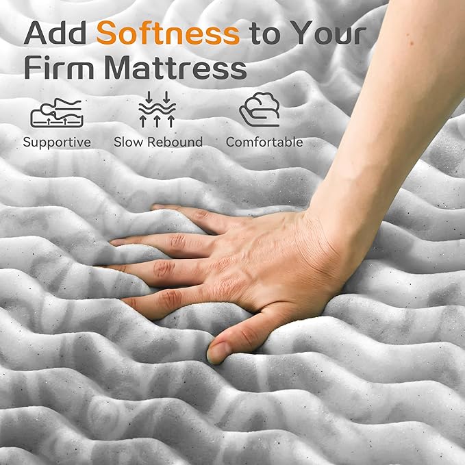 SINWEEK 2 Inch Memory Foam Mattress Topper Twin XL, Twin Extra Long Mattress Pads for College Dorm Single Bed, Pressure Relieve CertiPUR-US Certified, 39x80 Inches, Gray