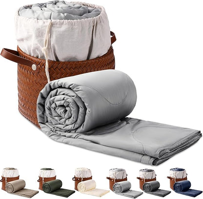 Silk Comforter King Size | 100% Mulberry Silk Fill with Organic Bamboo Viscose Shell | Summer Cooling Blanket for Hot Sleepers, Lightweight Breathable All-Season Bedding (Ice Grey, 104"x90")
