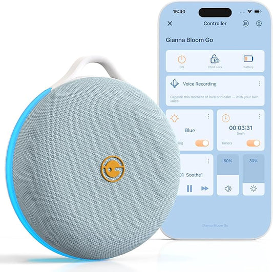 Gianna Portable White Noise Machine-Smart Customization & Personal Voice Recording, Rechargeable Sound Machine for Baby with Night Light, 12-Hour Battery for Sleep & Travel