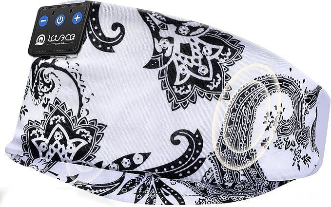 LOVE EYE Sleep Headphones Wireless Headband Headphones Bluetooth 5.4 for Side Sleeper Bluetooth Headband Earphones for Sports for tech Gadgets Gifts (Flower White)