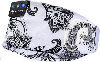 LOVE EYE Sleep Headphones Wireless Headband Headphones Bluetooth 5.4 for Side Sleeper Bluetooth Headband Earphones for Sports for tech Gadgets Gifts (Flower White)
