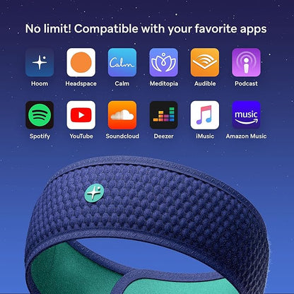 Hoom HoomBand | Bluetooth Sleep Headphones | Headband for Sleep, Travel, Meditation | Free Access to Hypnotic Stories and Sounds created by Sleep Experts | Charging Cable Included