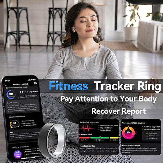 Smart Rings for Women Men,Sleep Tracking Wearable,Fitness Tracker Ring with Step/Heart Rate/Blood Oxygen/Distance/Calorie,Clock Vibration,No Subscription Fee,5ATM Waterproof, iOS&Android(Rose Gold9)