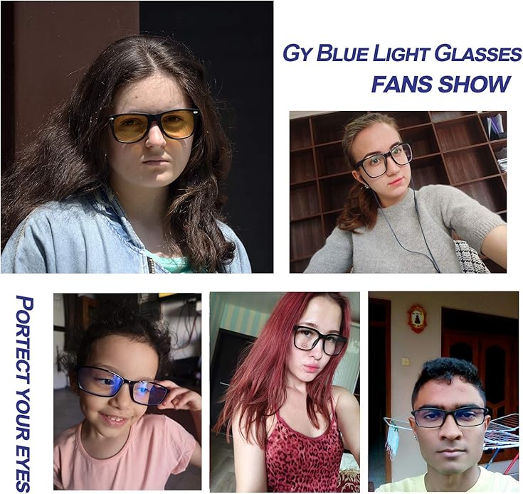 Gysnail Blue Light Blocking Computer Glasses Men/Women, Eye Fatigue Relieve & Better Sleep, Blue Blocker Gaming Glasses