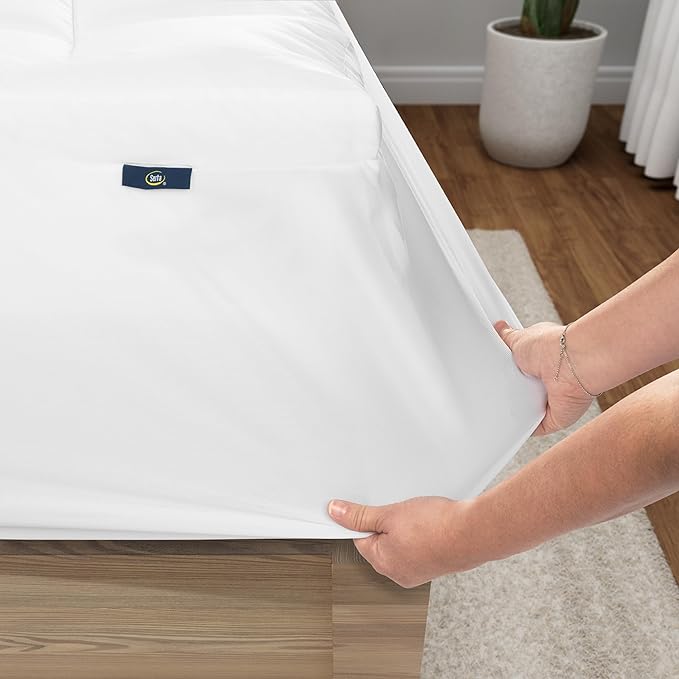 Serta Memory Flex Soft Full Mattress Topper, 2" Pillow Top Mattress Pad, Cushioning Stain Resistant Mattress Protector with 15" Pocket for Secure Fit, Machine Washable, White
