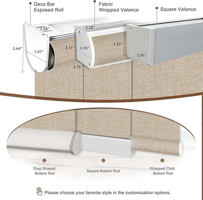 Motorized Blinds Roller Shade with Remote: Canisteo Automatic Smart Blind for Windows 100% Blackout, Electric Blinds Compatible with Alexa/Google Home/Apple Homekit, Customized Size,Linen Caramel