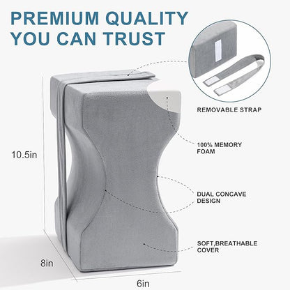 Knee Pillow for Side Sleepers,Leg Pillow for Sciatica,Back,HIPS,Knees,Joints Pain Relief,Pillows for Between Legs While Sleeping Spine Alignment Support & Relieves Pressure,Non-Strap,Natural Gray