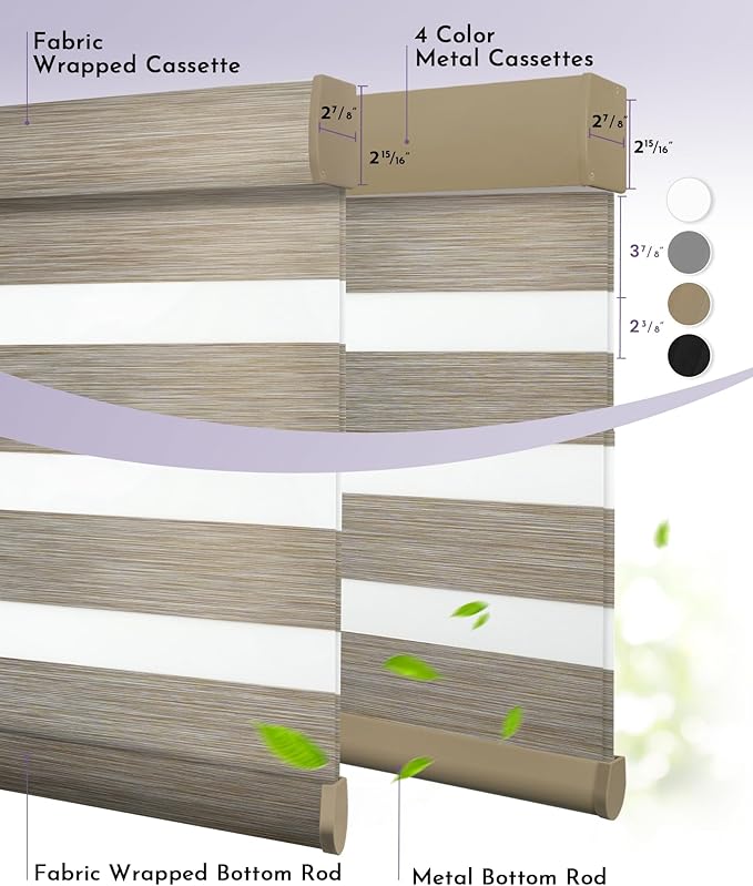 Graywind Motorized Blinds with Remote, Smart Zebra Shades for Windows, Roller Blinds Compatible with Apple Homekit, Alexa, Google Home, Custom Size, Linen Sandy