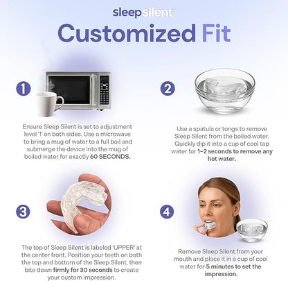 Anti Snoring Mouthguard – Adjustable Comfort Boil and Bite Mouth Guard for Snoring Support – Heat Moldable Design with Storage Case and Instructions for Easy Use (2 Pack)