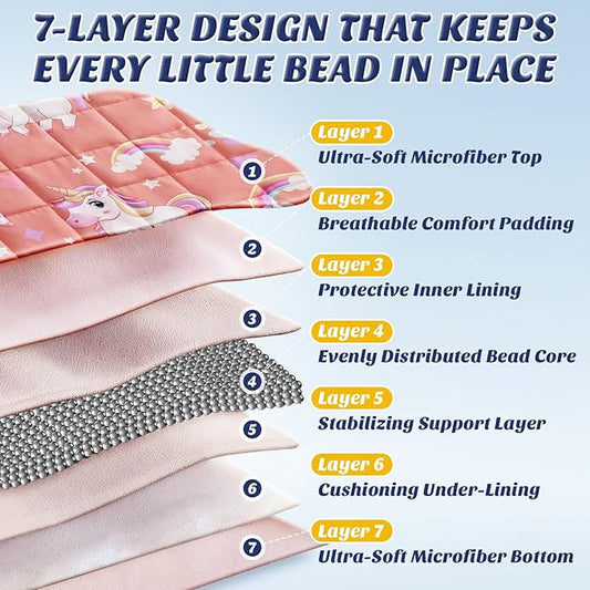 anfie Weighted Blanket Kids(36"x48" 3lbs) Weighted Blanket Cooling Blanket for Sleeping,Throw Size Breathable Blanket with Premium Glass Bead(Red Unicorn)