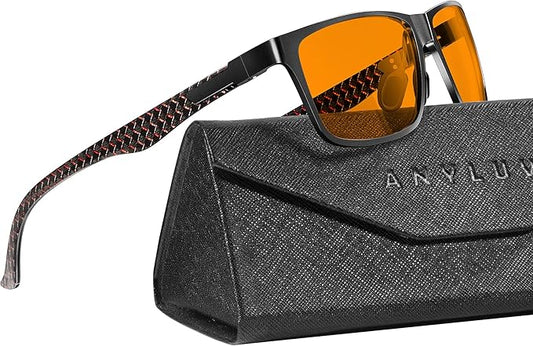 ANYLUV Blue Light Blocking Glasses Men Computer Gaming Glasses Lightweight Al-Mg Metal Anti Eyestrain Eye Protection