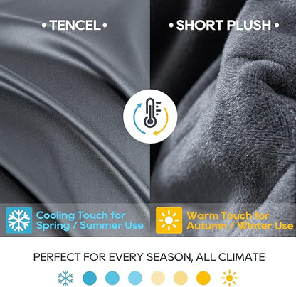King Size Weighted Blanket 20lbs(88''x104'', Dual-Sided), Reversible King Weighted Blanket with Cozy Warm Velvet & Cooling Tencel Fabric for Adults & Couple All Season - Carry Bag Included, Dark Grey