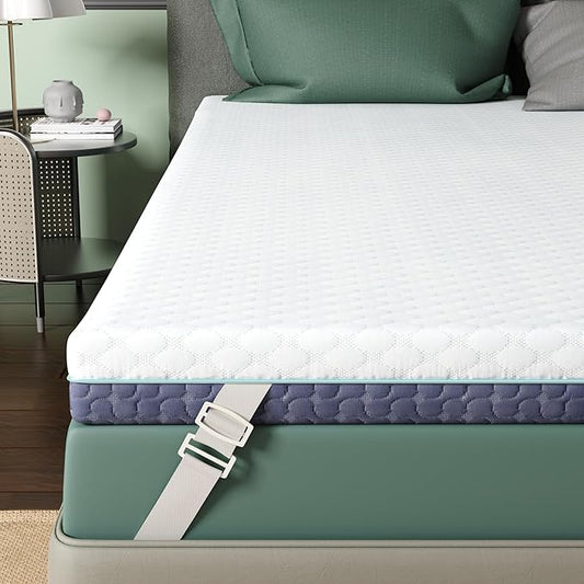 2 Inch Memory Foam Mattress Topper Full XL Size, Soft Mattress Topper for Back Pain Relief, Orthopedic Bed Topper with 2-Sided Breathable Cover, Ergonomic 5-Zone Design, CertiPUR-US Certified