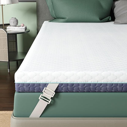 3 Inch Firm Mattress Topper Full XL Size, Memory Foam Bed Topper with Soft & Firm Options for Back Pain Relief, Mattress Topper with 2-Sided Cover, Ergonomic 5-Zone Design, CertiPUR Certified