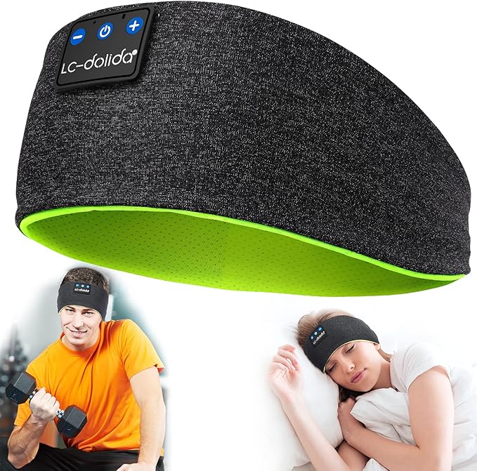 LC-dolida Sleep Headphones Bluetooth Headband, Headband Headphones Wireless Earphones Built in Speakers for Side Sleepers, Sleep Earbuds Gifts for Men Women Kids Teens