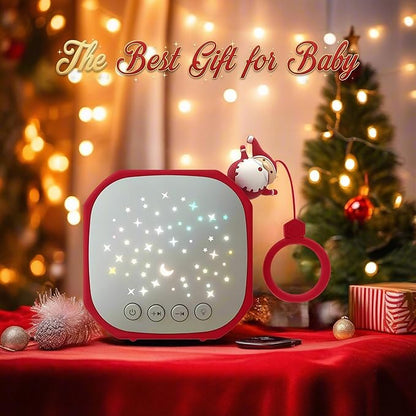White Noise Sound Machine Baby with Star Projector | Portable Sound Music Soother for Kids & Infants | Perfect Baby Gifts for Christmas Themed Holiday Decor, Car, Travel (Santa Claus)