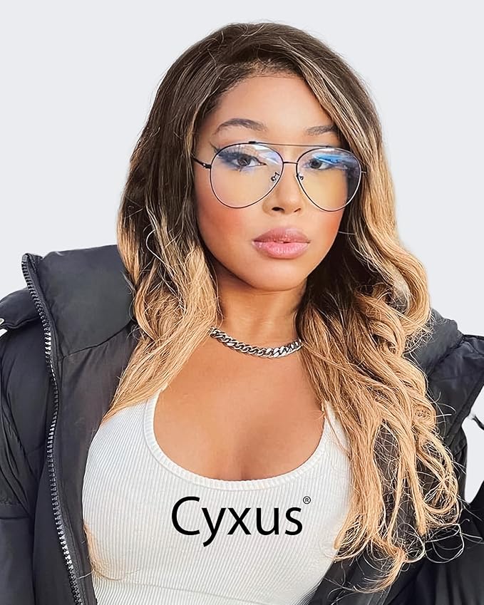 Cyxus Davos French Ma-con Style Aviator Glasses Blue Light Blocking Eyeglasses for Computer UV Protection Anti Eyestrain 8805