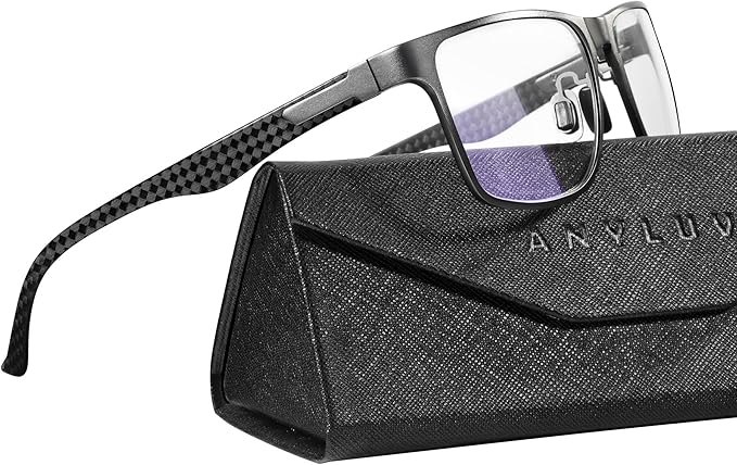 ANYLUV Blue Light Blocking Glasses Men Computer Gaming Glasses Lightweight Al-Mg Metal Anti Eyestrain Eye Protection