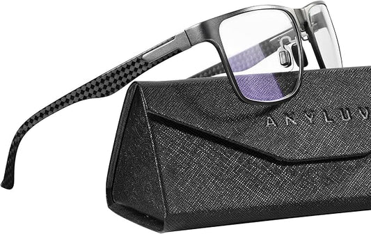 ANYLUV Blue Light Blocking Glasses Men Computer Gaming Glasses Lightweight Al-Mg Metal Anti Eyestrain Eye Protection