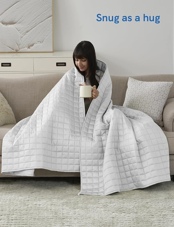 YnM King Size Cooling Weighted Blanket for Adults (88x104 Inches, 20 Pounds, Light Grey), Perfect for Hot Sleepers with Cooling Rayon/Glass Beads, Heavy Bed Blanket for Couple on Queen or King Bed