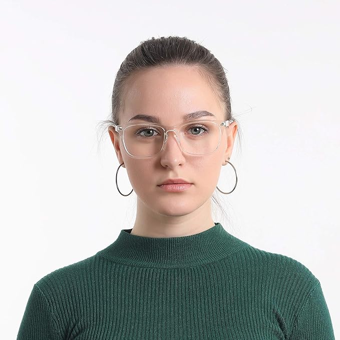 LifeArt Blue Light Blocking Glasses, 2 Pairs With Spring Hinge, Computer Reading, Gaming, TV Glasses for Women Men, Anti Eyestrain, UV, Glare (Navy&Clear, +1.25 Magnification)