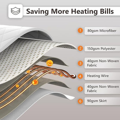 Wapaneus Heated Mattress Pad King Size 10 Heat Settings & Dual Control with 1-12 Hours Timer Auto Off,Deep Pocket Fits up to 18",Microfiber Bed Warmer,ETL Listed Machine Washable,78"x80"