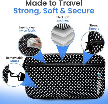 40Winkz USA, Travel Carrying & storage bag compatible with ResMed AirMini Machine, Carrying Case with adjustable shoulder strap and luggage strap Black (Empty Bag Only) (Black & White)