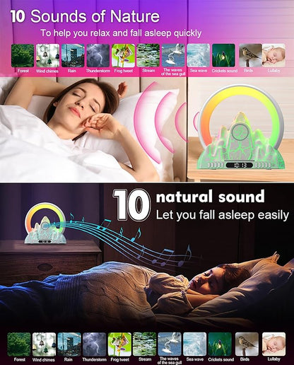 Wake Up Light Sunrise Alarm Clock with Wireless Charger, Smart APP Control, 16 Million Color Lighting & Natural Sounds for Bedroom Desk Decor