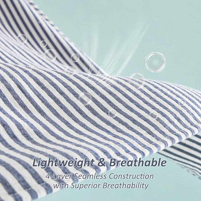 EMME Cotton Muslin Twin XL Blanket Breathable Gauze Soft Lightweight Adults Gifts for Women (Striped Navy, 66"x90")