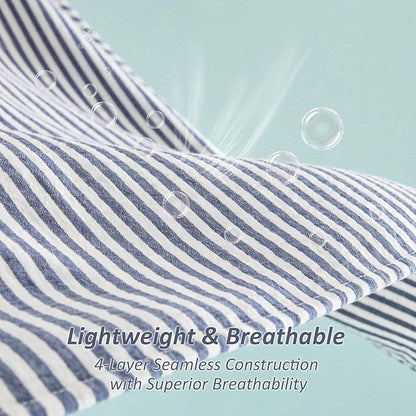 EMME Cotton Muslin Twin XL Blanket Breathable Gauze Soft Lightweight Adults Gifts for Women (Striped Navy, 66"x90")