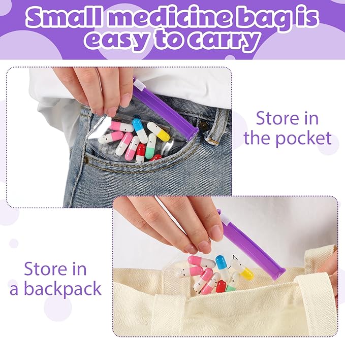 70 Pcs Weekly Pill Pouch Bags Zippered Reusable Medicine Organizer Set Self Sealing Medicine Organizer Travel Plastic Pill Bags with Slide Lock for Small Items Storage(Moon and Sun)