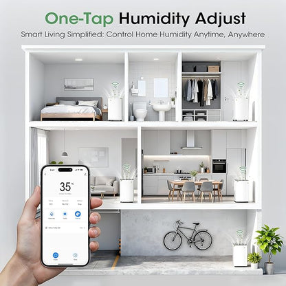 2500 sq.ft Dehumidifier for Basement, Smart APP WiFi Control,35 Pint Dehumidifiers for Home with Drain Hose, 24H Timer & Child Lock, Quiet & Eco, Ideal for Large Rooms, Bathroom, Bedroom, Garage
