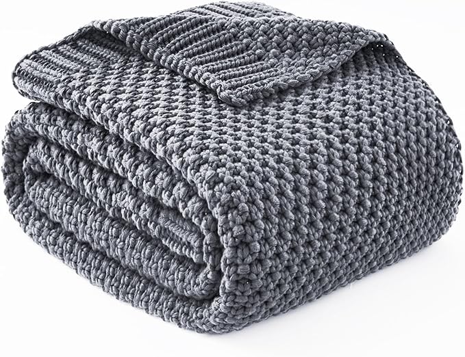 Topcee Knitted Weighted Blanket - 50"x60" 7lbs Cooling Chunky Knit Heavy Blanket for Adults Cable Yarn Knit Decorative No Beads Soft, Cozy and Cooling Weighted Throw Blankets Machine Washable