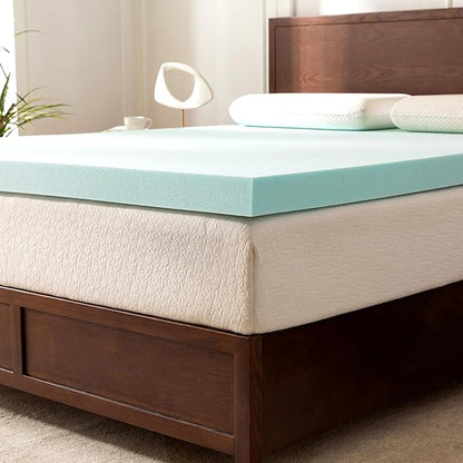 Elegant Comfort 3 Inch Premium Ventilated Memory Foam Mattress Topper - Optimizes Airflow - CertiPUR Certified - Mattress Pad and Bed Topper - Queen Size