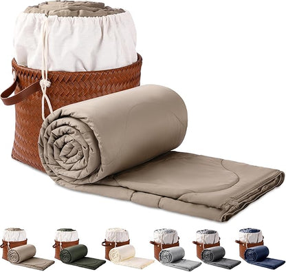 Silk Comforter Queen Size | 100% Mulberry Silk Fill with Organic Bamboo Viscose Shell | Summer Cooling Blanket for Hot Sleepers, Lightweight Breathable All-Season Bedding (Walnut, 90"x90")
