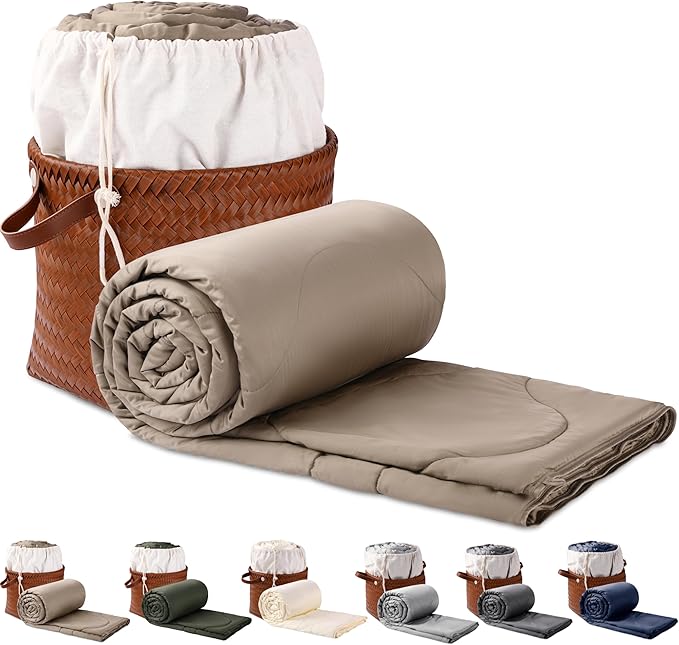 Silk Comforter King Size | 100% Mulberry Silk Fill with Organic Bamboo Viscose Shell | Summer Cooling Blanket for Hot Sleepers, Lightweight Breathable All-Season Bedding (Walnut, 104"x90")