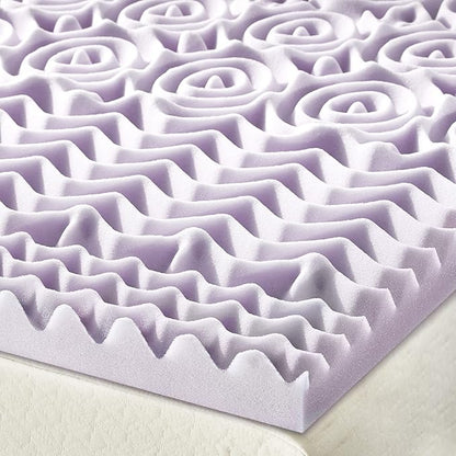 Mellow 2 Inch 5-Zone Memory Foam Mattress Topper, Soothing Lavender Infusion, Dorm Essentials, Twin