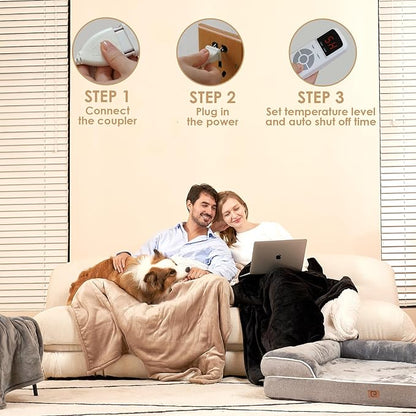EHEYCIGA Heated Blanket - King Size, 9 Heating Levels, Auto Off, Soft Cozy Sherpa, Dual Control, 90 x 100 Inches