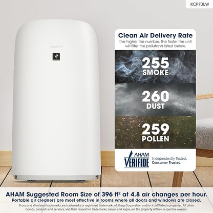 SHARP Smart Air Purifier with Humidifier Combo – Covers up to 1,913 sqft in one hour, Compatible w/Alexa & Google Asst. Energy Star 3.0, True HEPA Filter for Large Room, Bedroom - KCP70UW