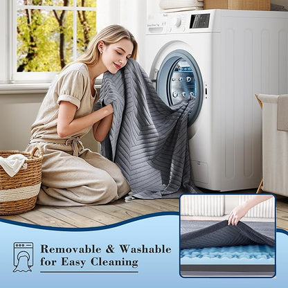 EnHomee Memory Foam Mattress Topper,4 Inch Full Mattress Topper Pressure Relief with Cooling Gel and Removable & Washable Embossed Cover, CertiPUR-US & Oeko-TEX Certified, Grey, Full