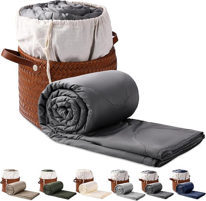 Silk Comforter King Size | 100% Mulberry Silk Fill with Organic Bamboo Viscose Shell | Summer Cooling Blanket for Hot Sleepers, Lightweight Breathable All-Season Bedding (Slate, 104"x90")