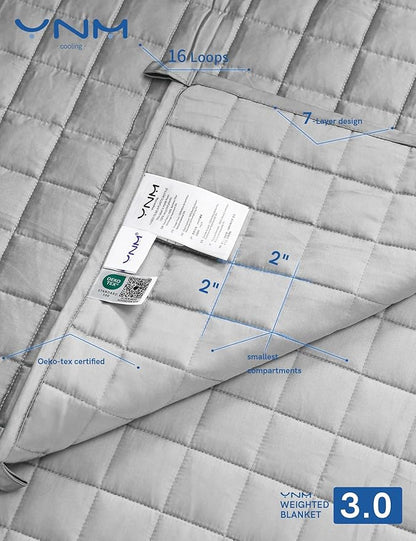 YnM King Size Cooling Weighted Blanket for Adults (88x104 Inches, 30 Pounds, Light Grey), Perfect for Hot Sleepers with Cooling Rayon/Glass Beads, Heavy Bed Blanket for Couple on Queen or King Bed