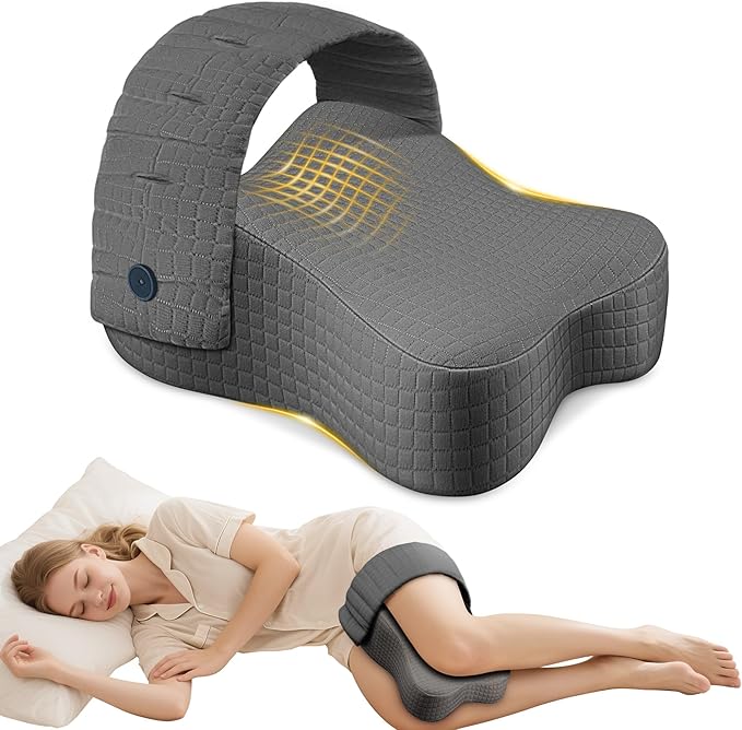 Knee Pillow for Side Sleepers, Leg Pillow for Side Sleeping, Sciatica Pain Relief Pillow, Hip Pillow with Ergonomic Memory Foam – Large Gray Cushion for Thigh, Knee, Back & Leg Support
