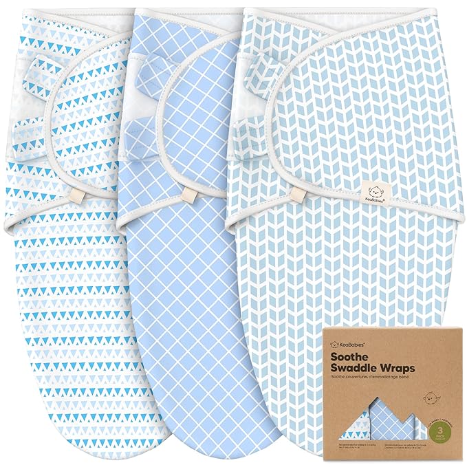3-Pack Organic Baby Swaddle Sleep Sacks - Swaddles for Newborns, Infant 0-3 Months, Baby Girls, Boys, Soft & Snug Newborn Sleep Sack, Nursery Swaddling Blankets (Storm, OS)